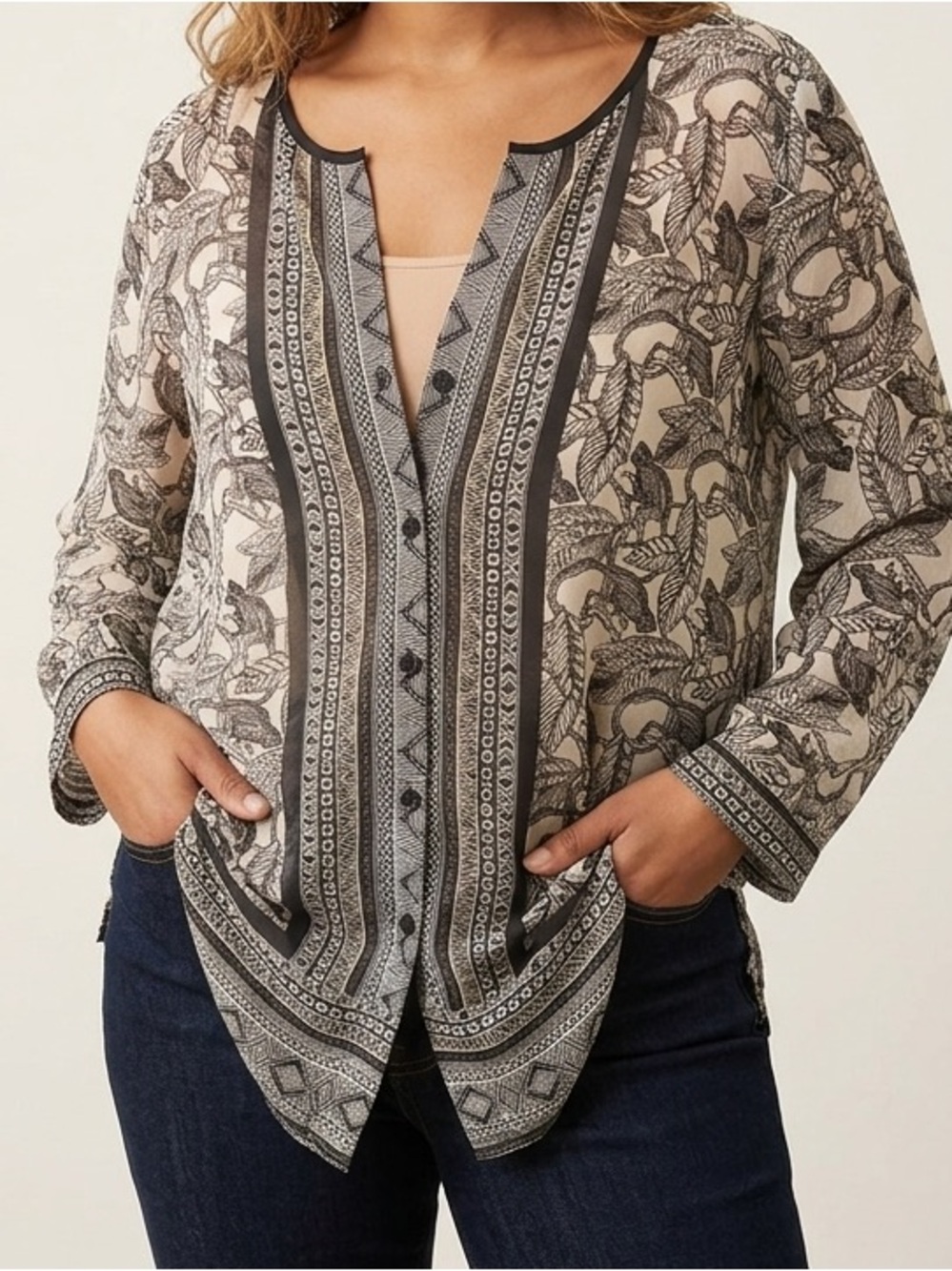NIC+ZOE Printed Sheer Blouse
